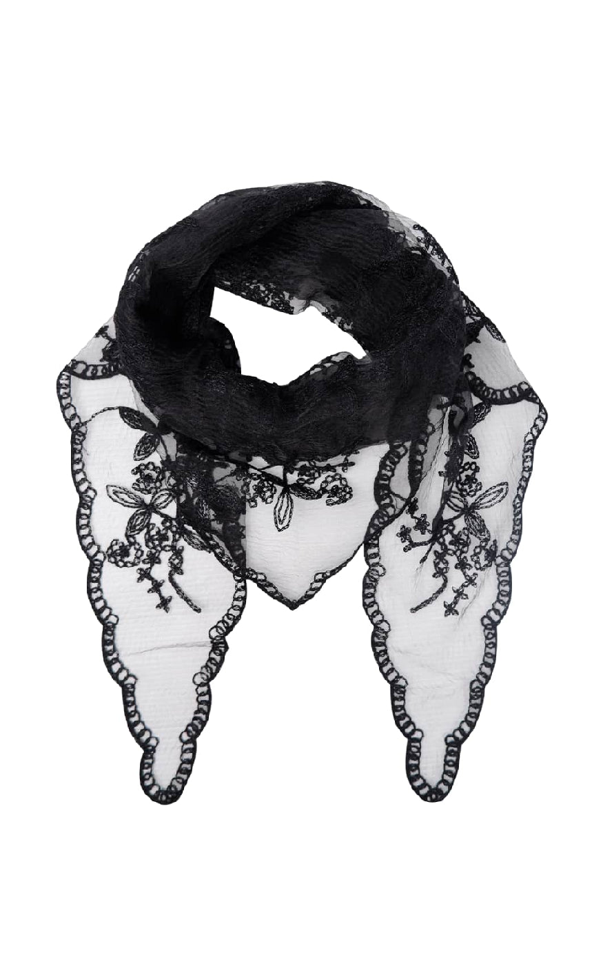 Black Colour Skjerf - Miriana Traingle Lace - Black