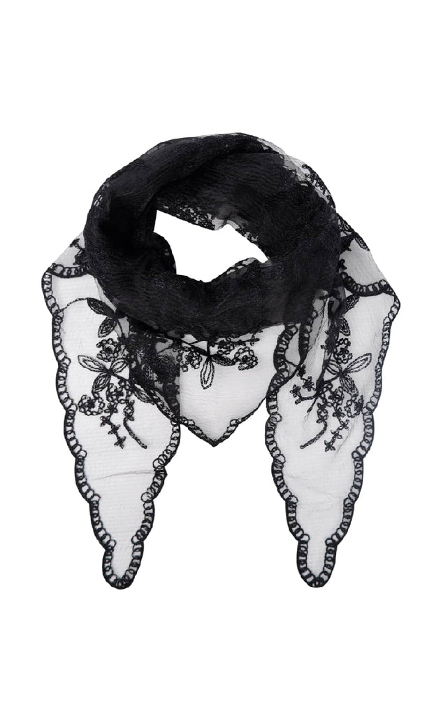 Black Colour Skjerf - Miriana Traingle Lace - Black