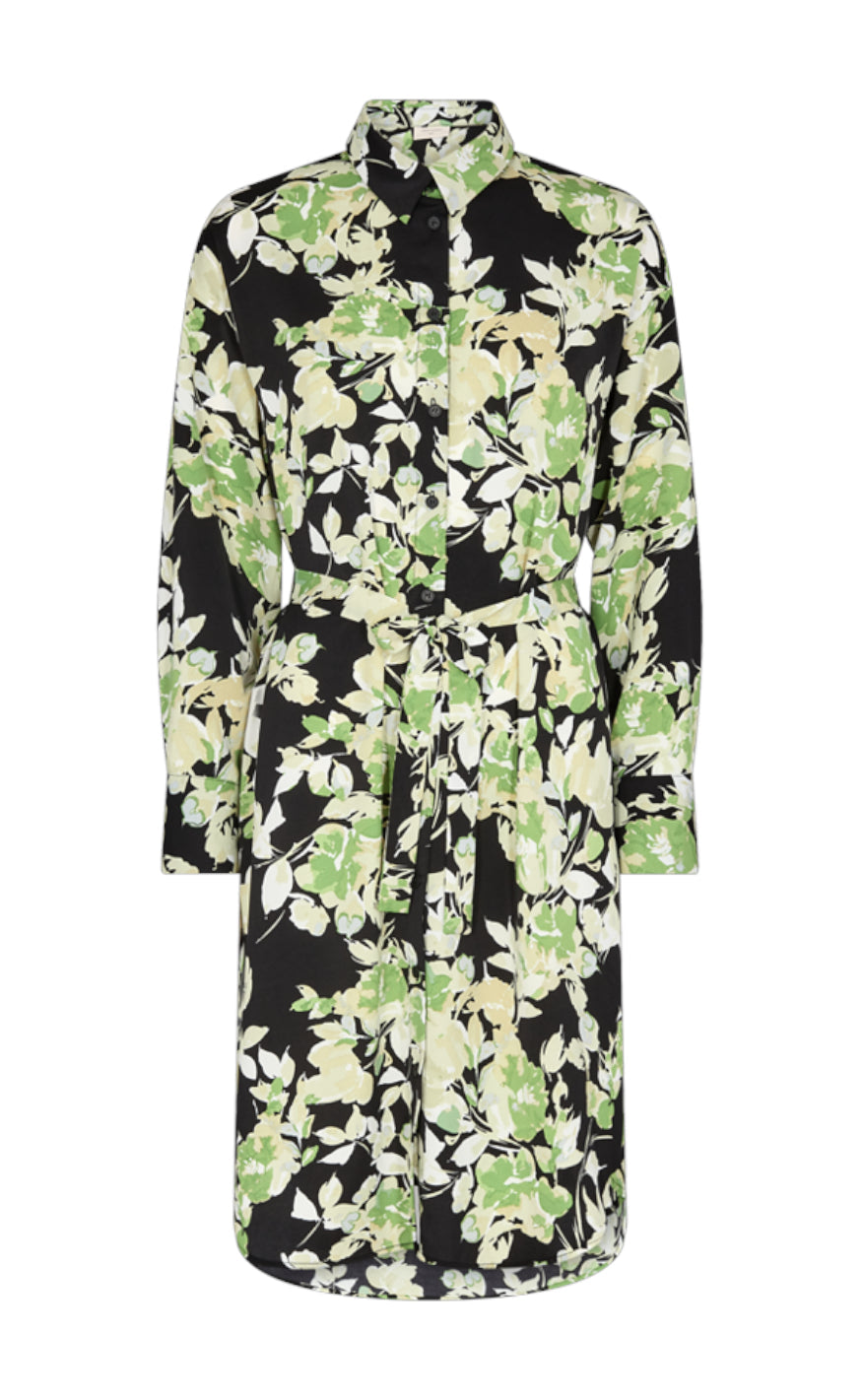 Freequent Kjole - Mison - Black W. Piquant Green