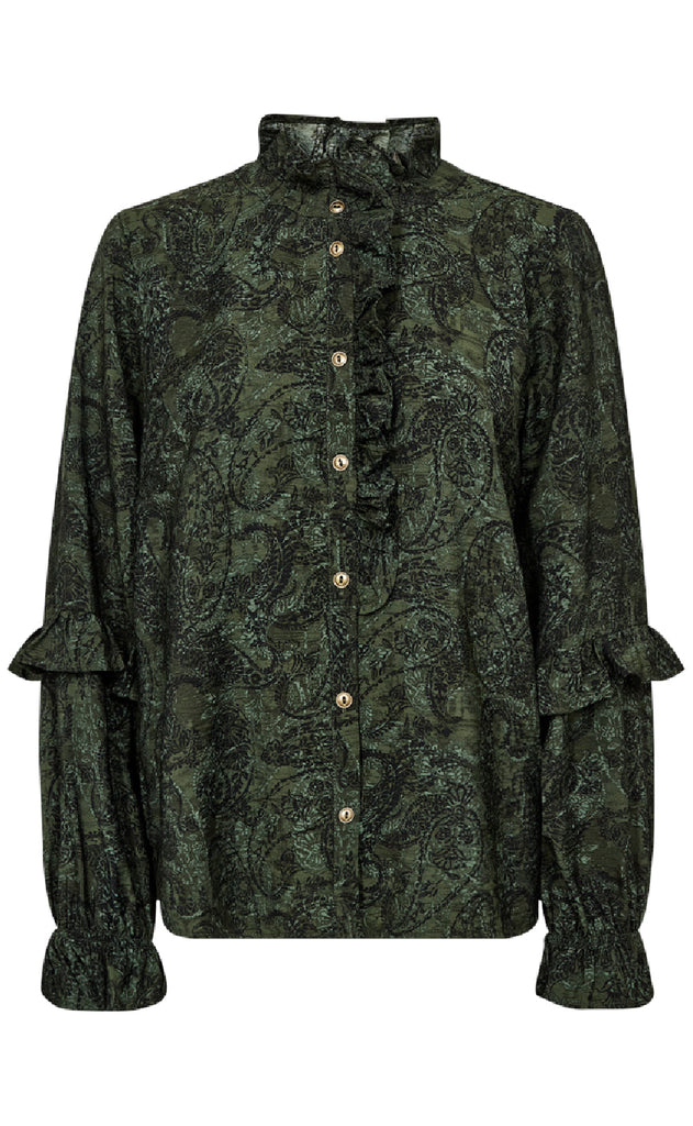 Freequent Bluse - Molin - Kombu Green w. Black