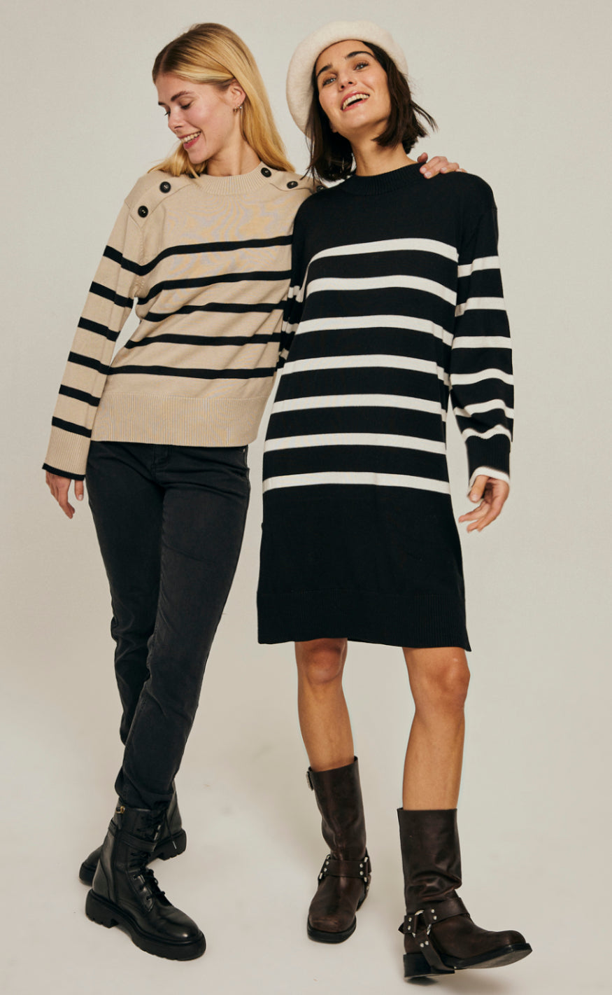 Freequent Kjole - Monday - Black W. Offwhite