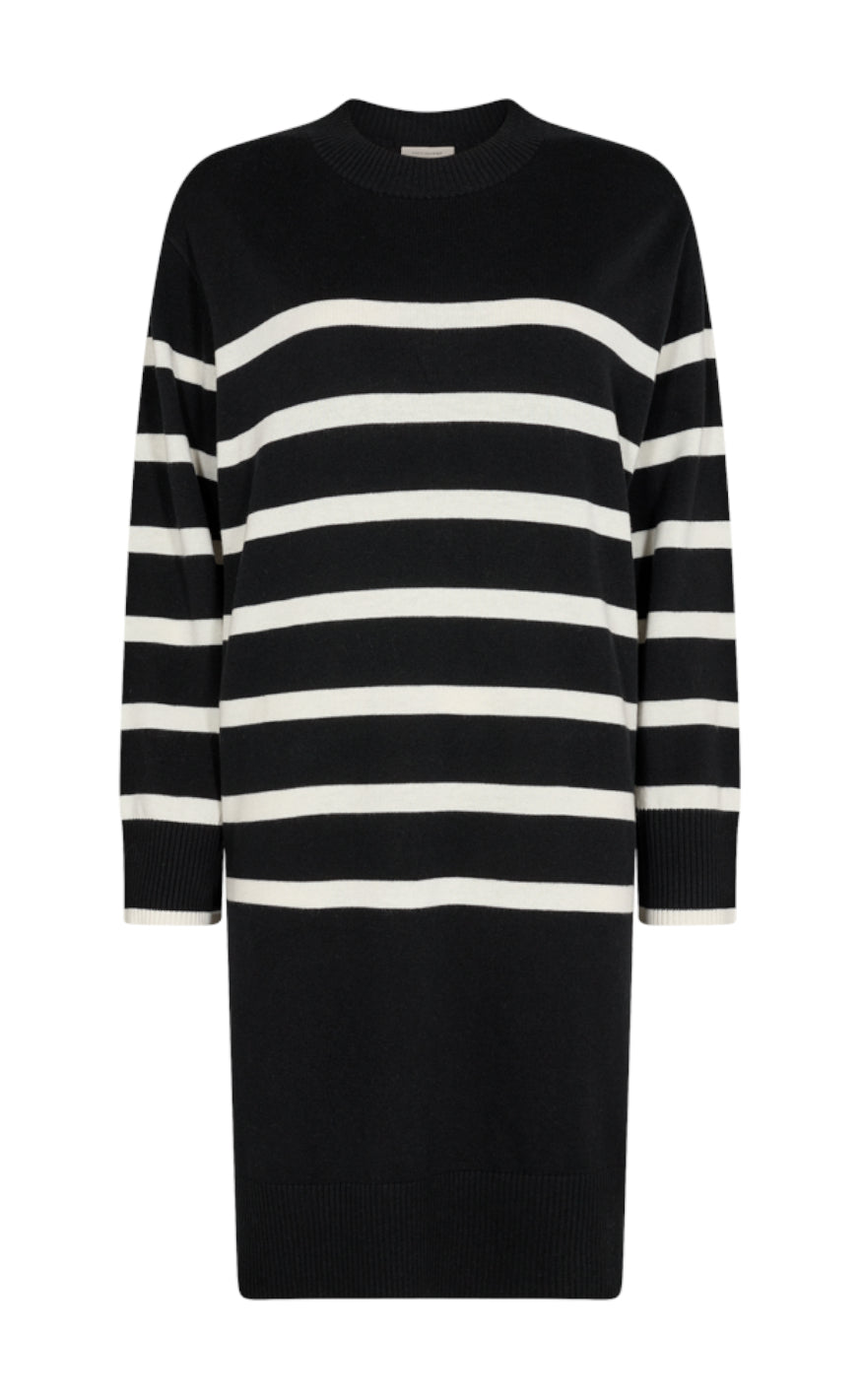 Freequent Kjole - Monday - Black W. Offwhite