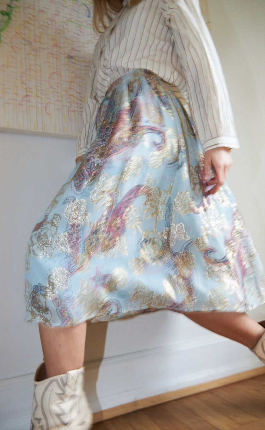 Lollys Laundry Midi Skjørt - Ella - Light Blue