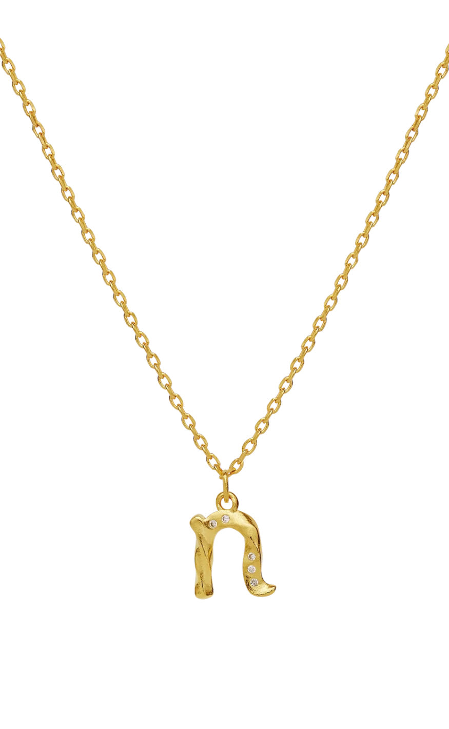 Maanesten Halskjede - N Alphabet - Gold Colour