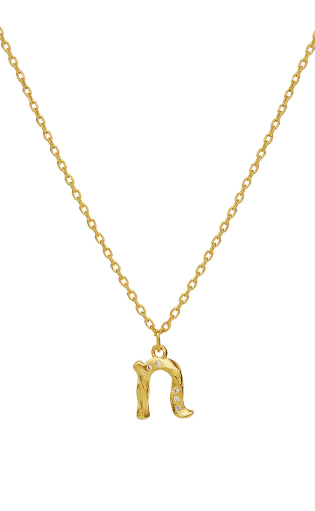 Maanesten Halskjede - N Alphabet - Gold Colour