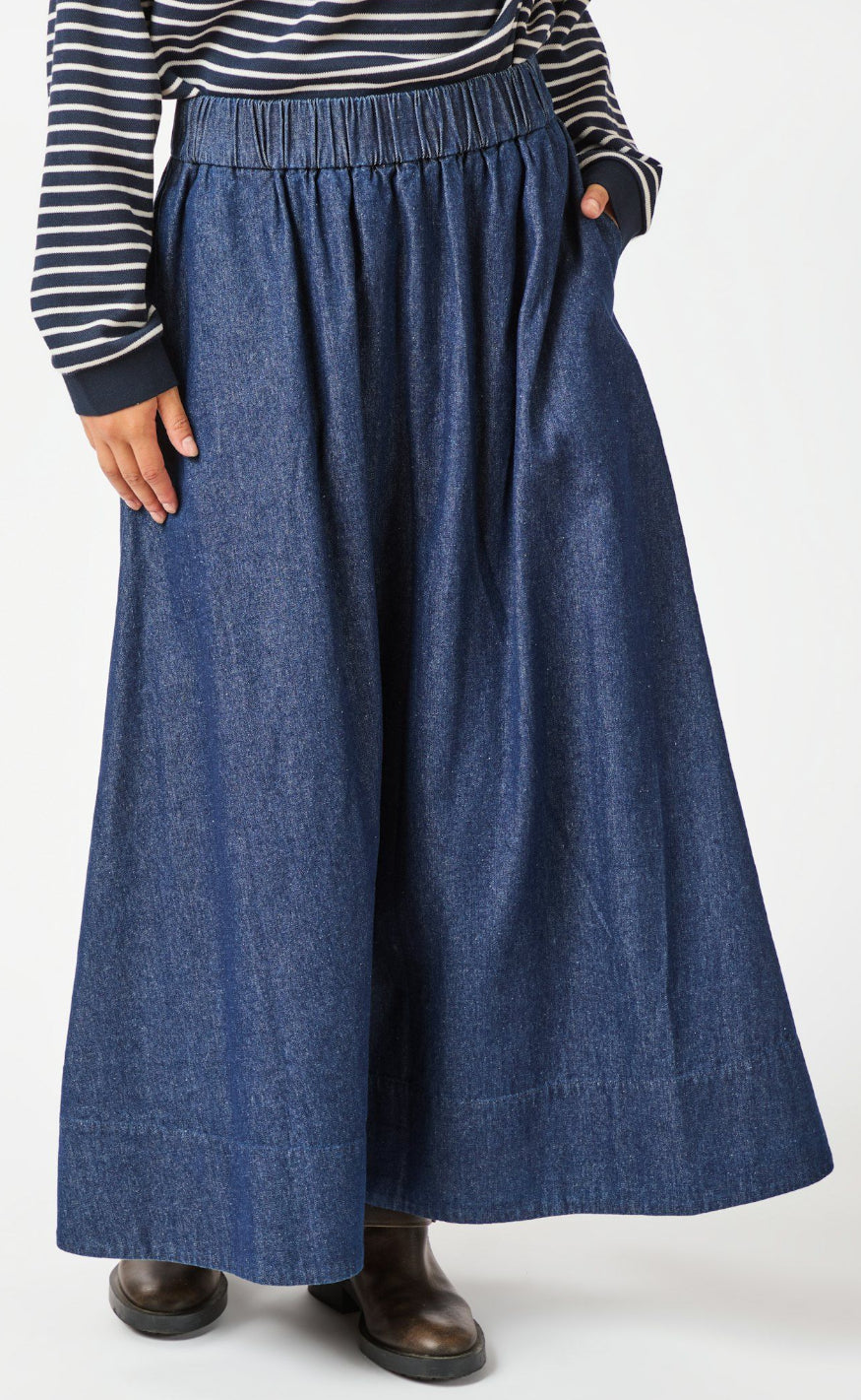 Neo Noir Skjørt - Yara Denim Long - Dark Blue