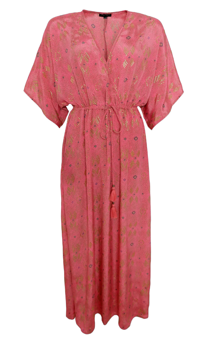 Black Colour Kjole -  Luna Long V-Neck - Argyle Pink