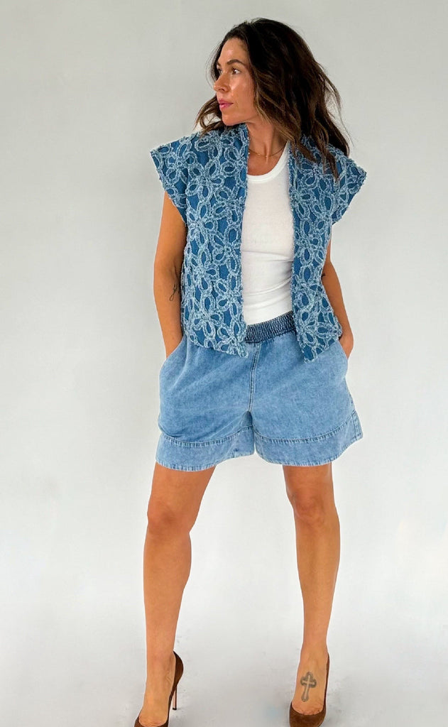 Gossia Vest - Nena - Denim Flowers