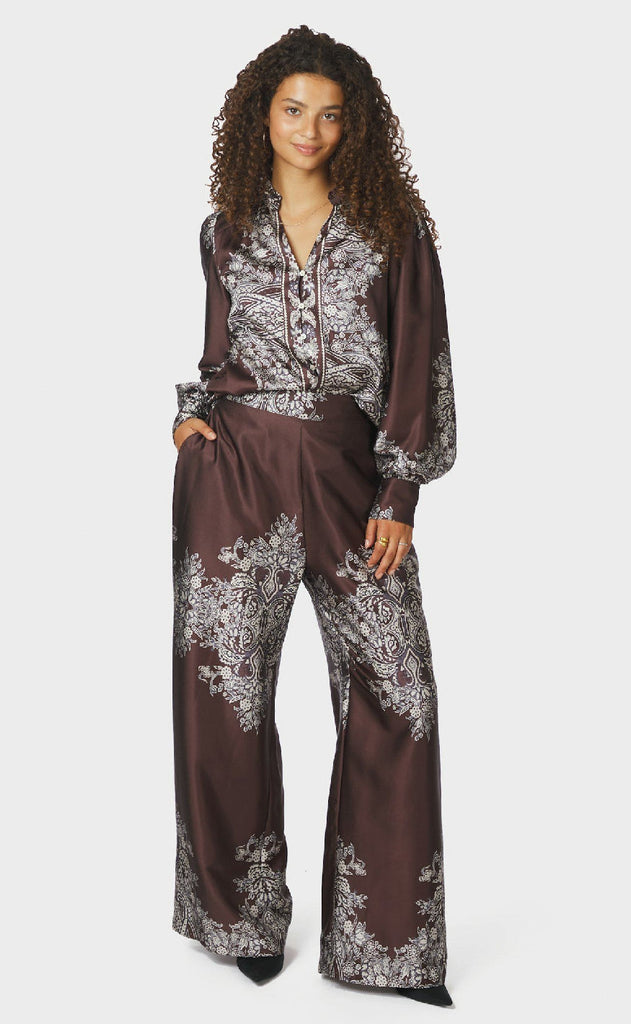 Neo Noir Bukser - Lunet Paisley - Dark Brown