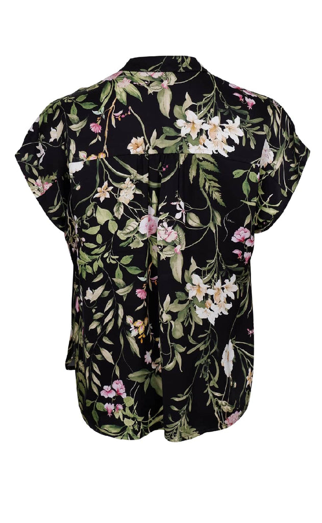 Black Colour Bluse - Zennia - Black Flower