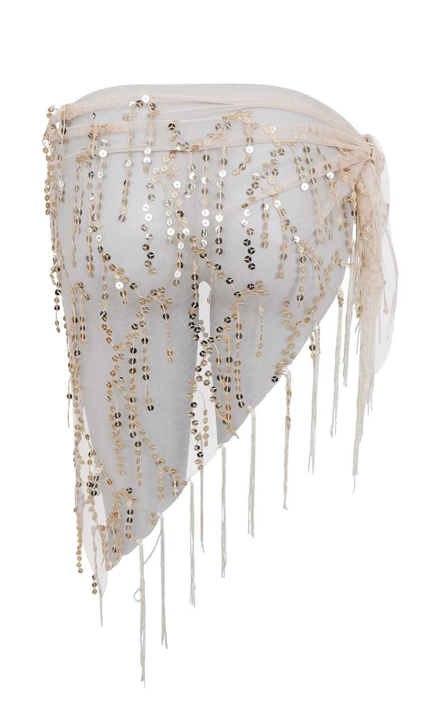 Black Colour Skjerf - Nita Sequin - Champagne