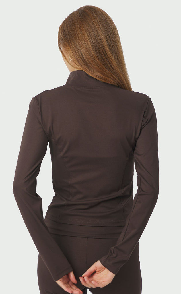 Neo Noir Bluse - Nolana Zip - Chocolate Brown