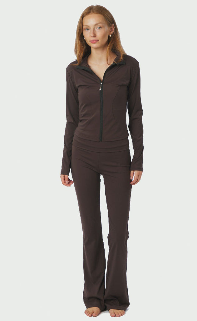 Neo Noir Bluse - Nolana Zip - Chocolate Brown