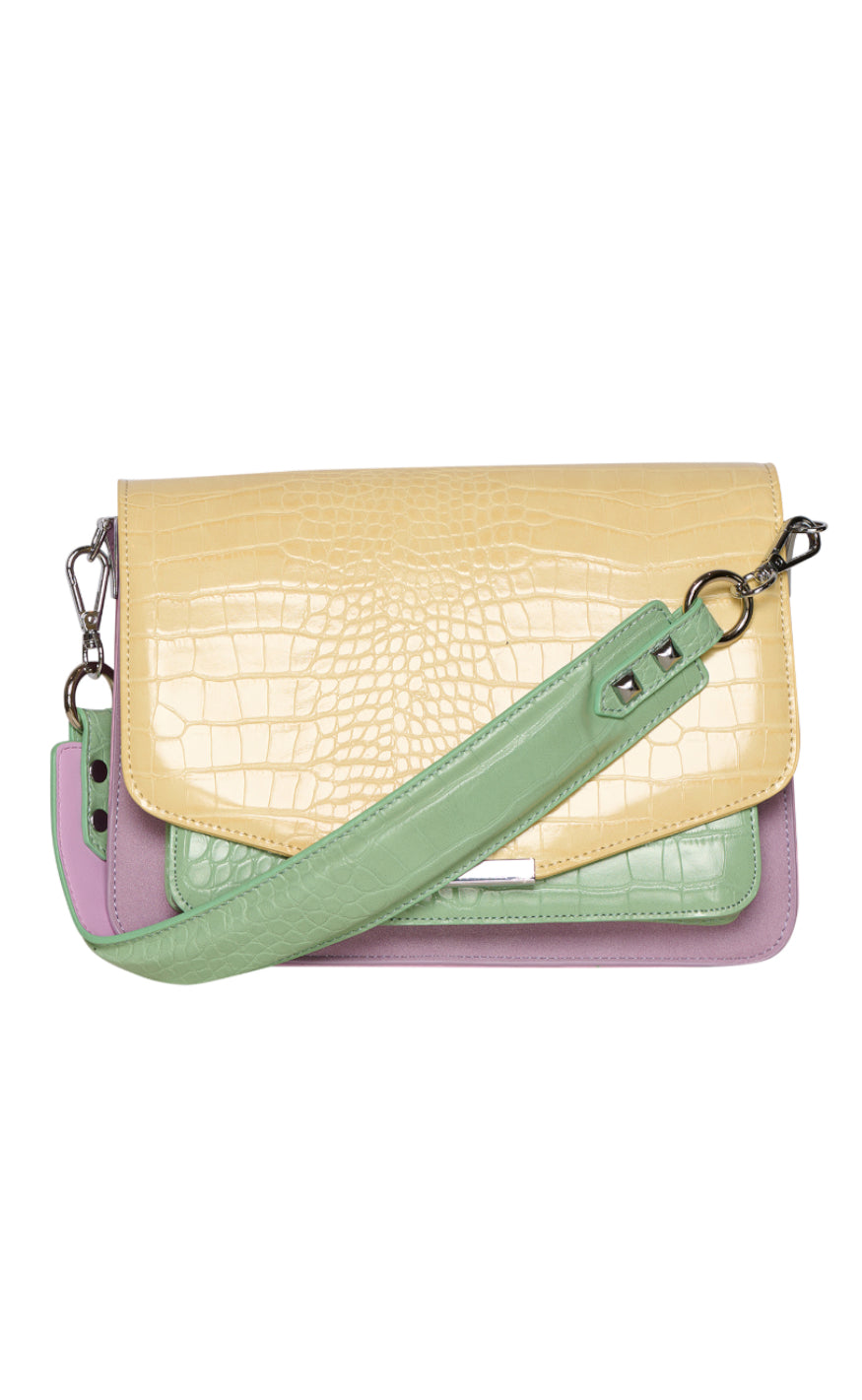 Noella Veske - Blanca Multi Compartment - Yellow Croco/Mint/Purple Mix