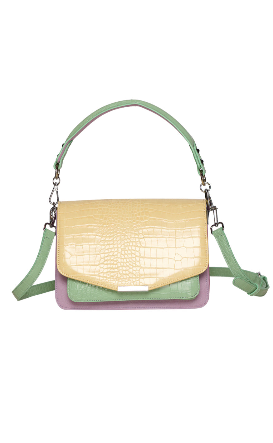 Noella Veske - Blanca Multi Compartment - Yellow Croco/Mint/Purple Mix