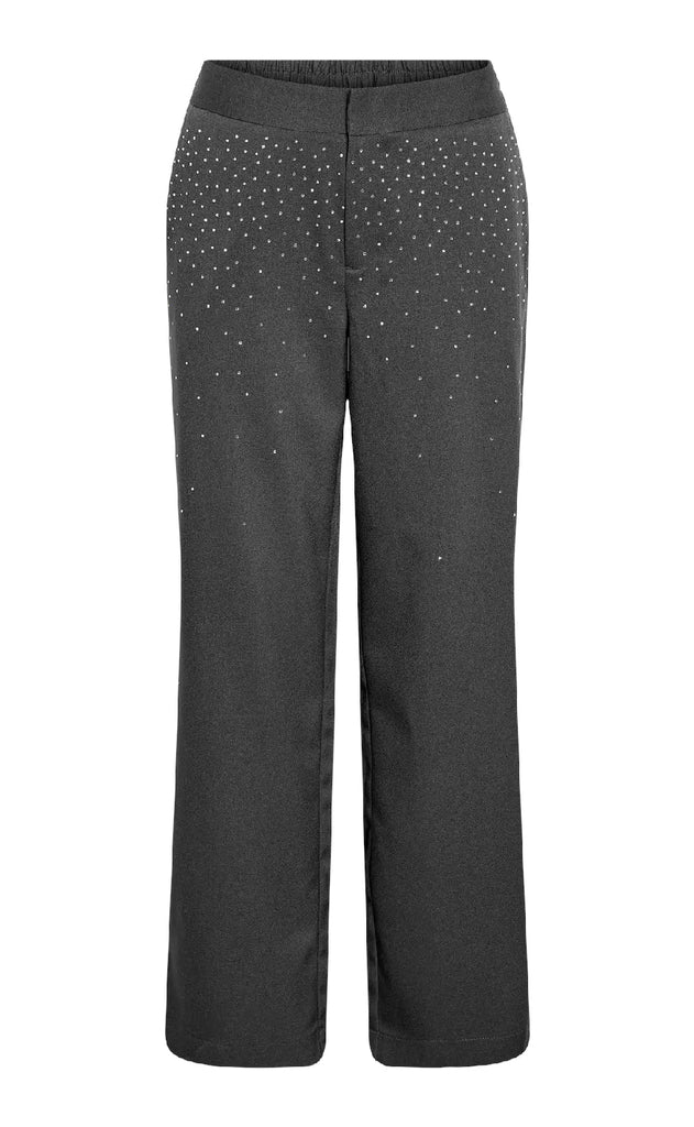 Noisy May Bukser - Ellie Rhinestone - Dark Grey Melange