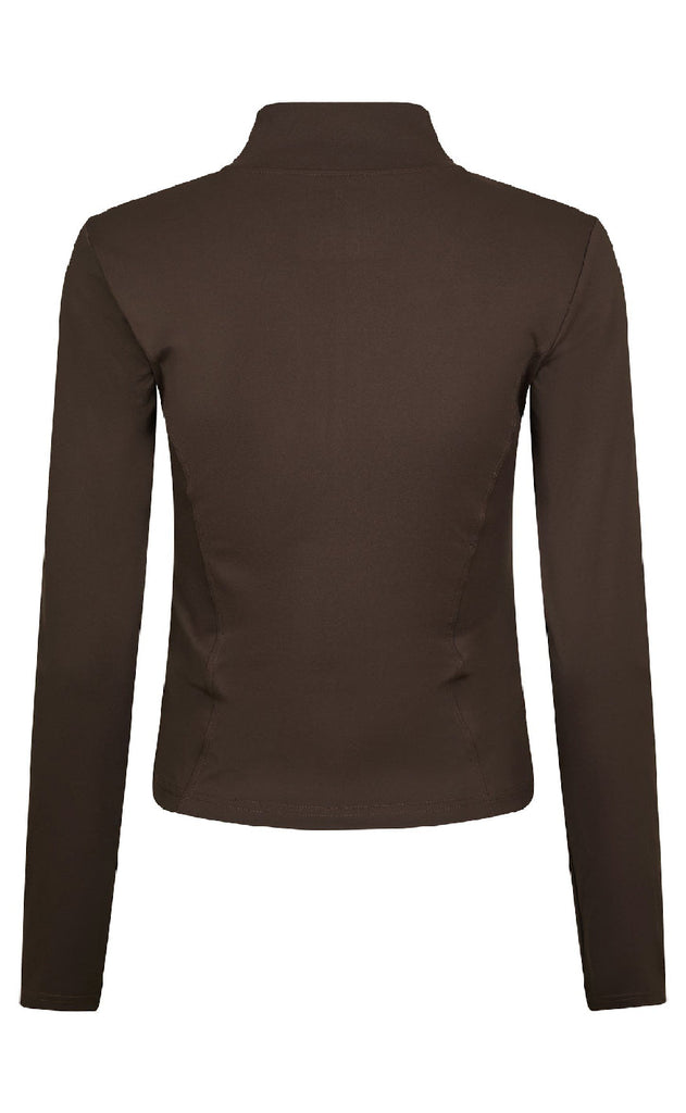 Neo Noir Bluse - Nolana Zip - Chocolate Brown