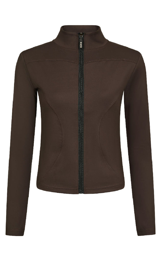 Neo Noir Bluse - Nolana Zip - Chocolate Brown
