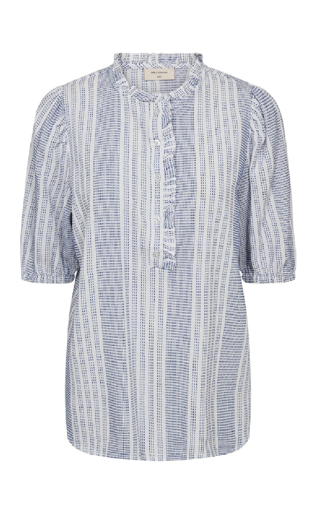 Freequent Bluse - Nollie - Brilliant White w. Deep Ultrama