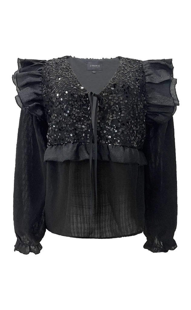 Liberte Bluse - Nor Frill - Black Sequins