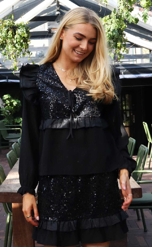 Liberte Bluse - Nor Frill - Black Sequins