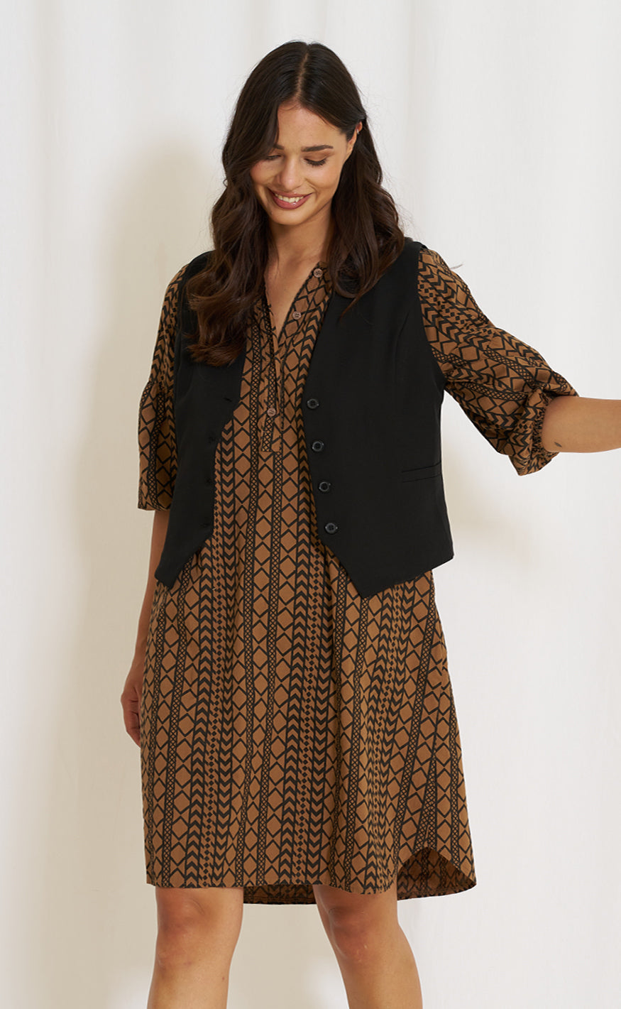 Marta Du Chateau Kjole - 5879 Ellie - Camel/Black