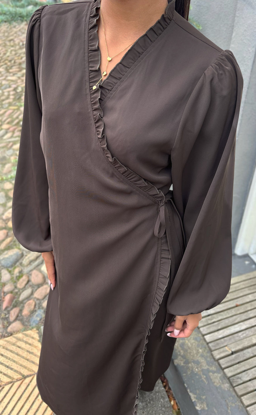 Say INA Copenhagen Kjole - Catja Wrap - Dark Brown