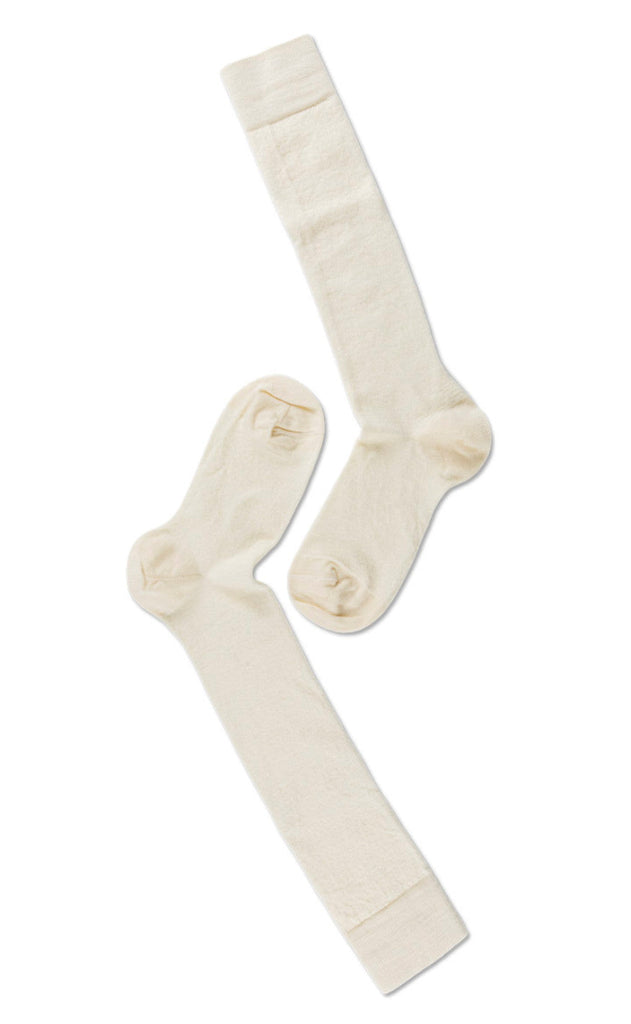 Oroblue Strømper - Note Flat Knit Wool Knee High - Offwhite