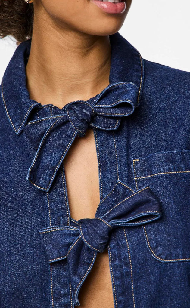 Pieces Bluse - Ofelia Bow - Medium Blue