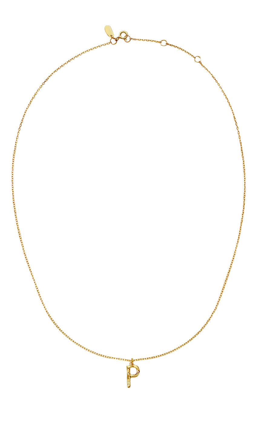 Maanesten Halskjede - P Alphabet - Gold Colour