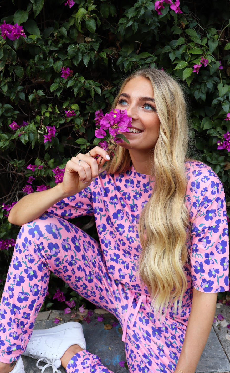 Liberte Bukser - Alma - Pink Purple Flower