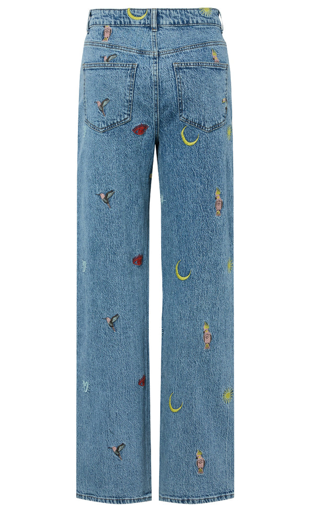 Pieces Bukser - Jidi HW Straight - Medium Blue Denim