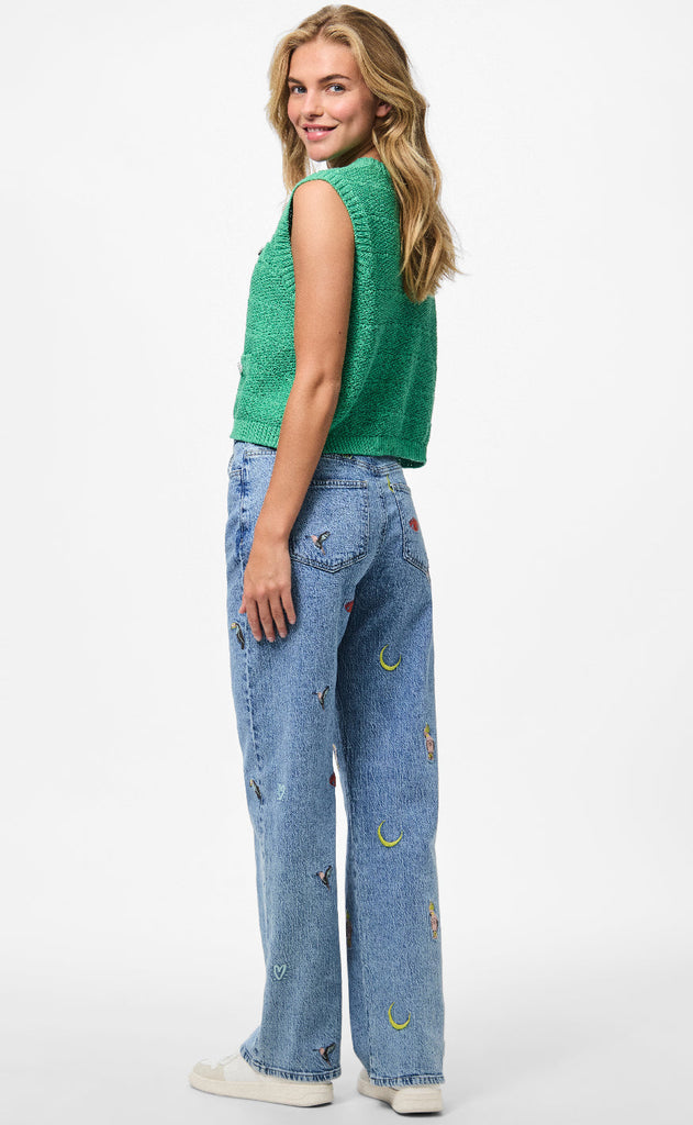 Pieces Bukser - Jidi HW Straight - Medium Blue Denim