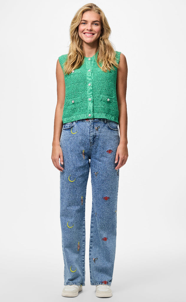 Pieces Bukser - Jidi HW Straight - Medium Blue Denim