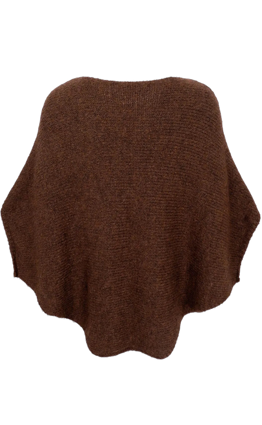 Black Colour Poncho - Pella - Coffee