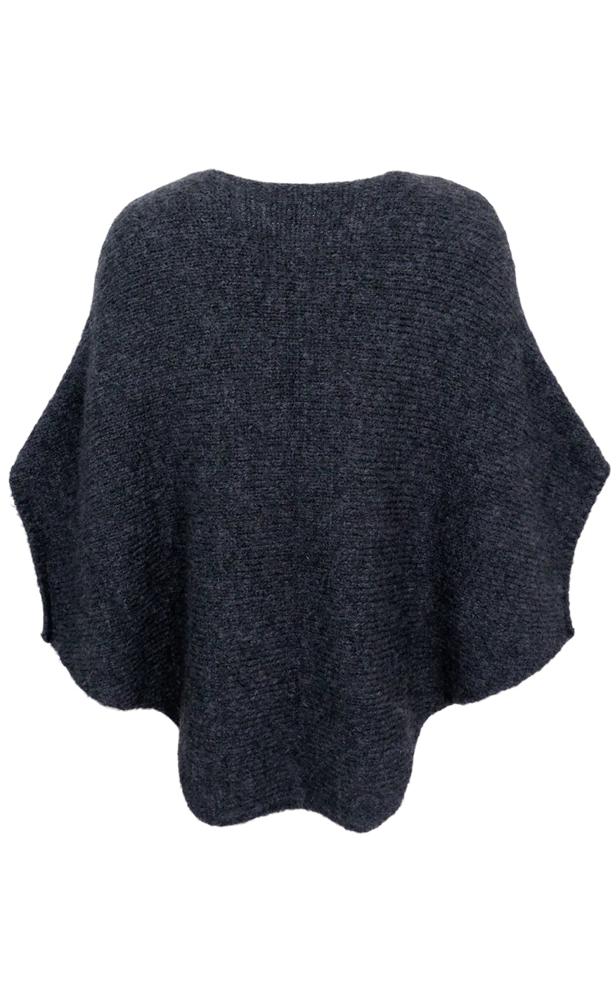 Black Colour Poncho - Pella - Dark Grey