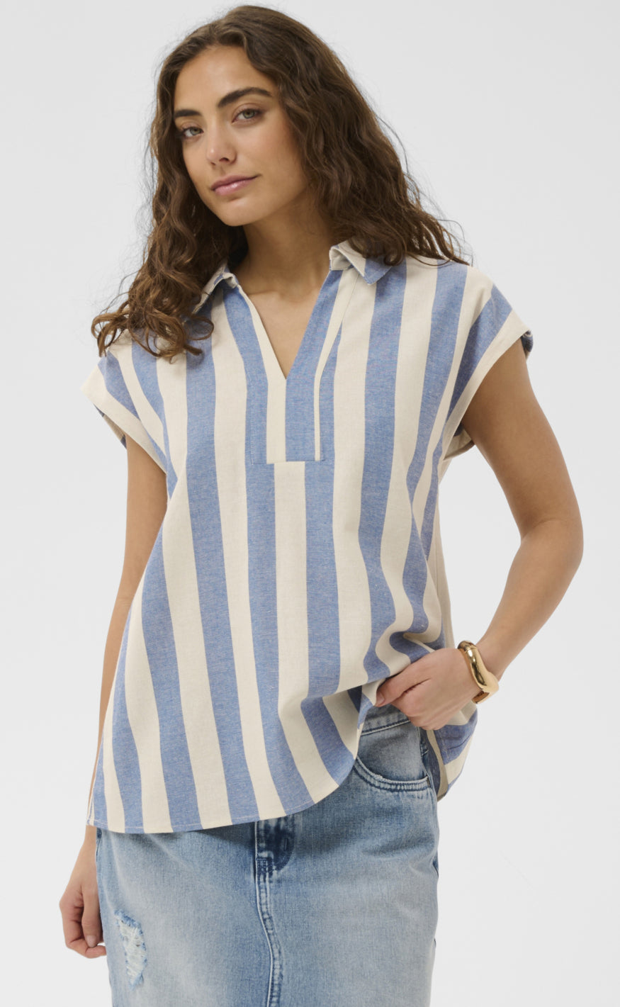 Culture Topp - Kapina - Whitecap/Blue Stripe
