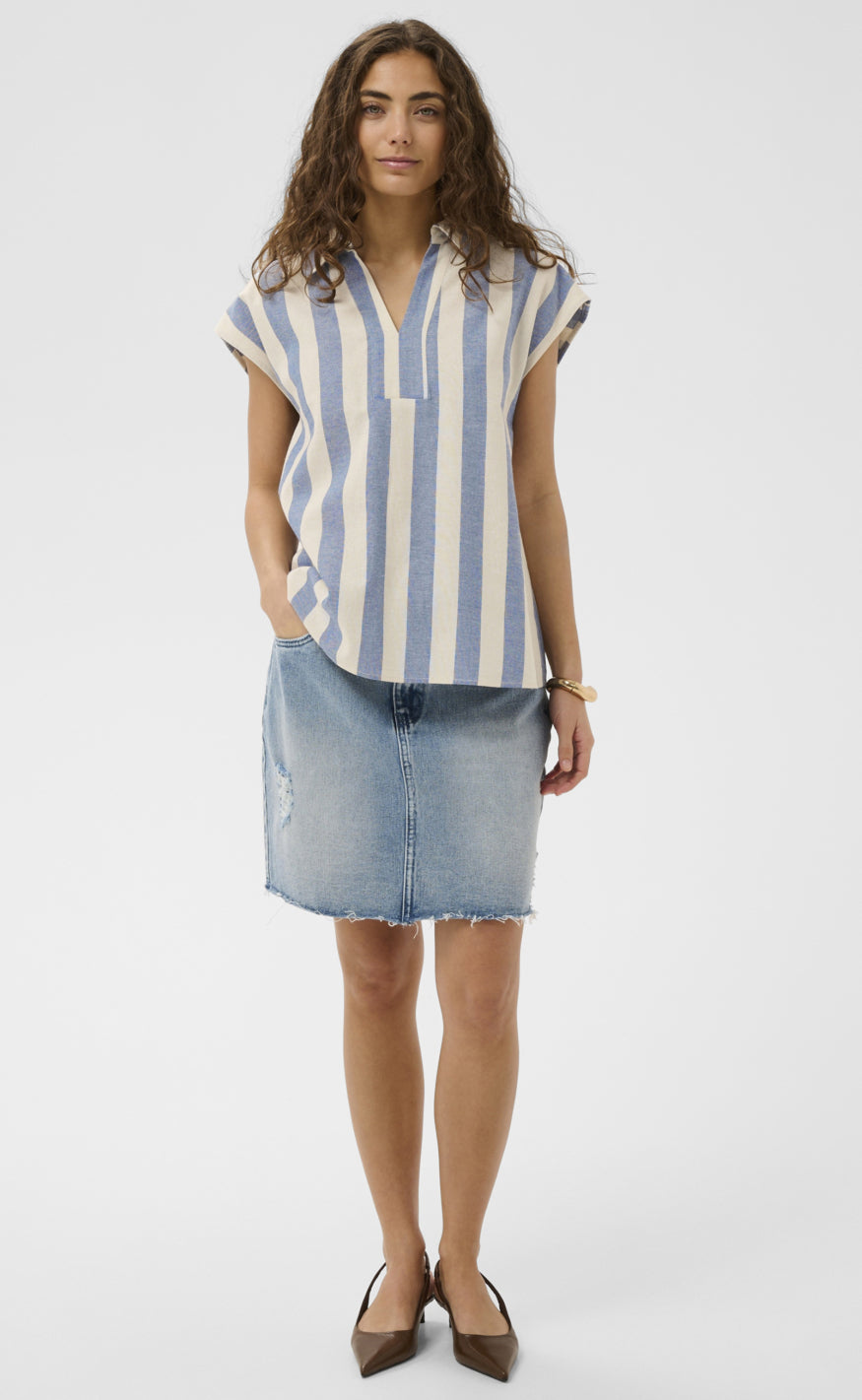 Culture Topp - Kapina - Whitecap/Blue Stripe
