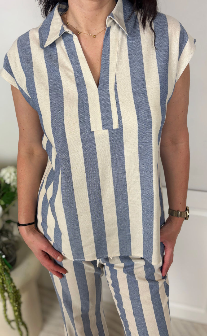 Culture Topp - Kapina - Whitecap/Blue Stripe