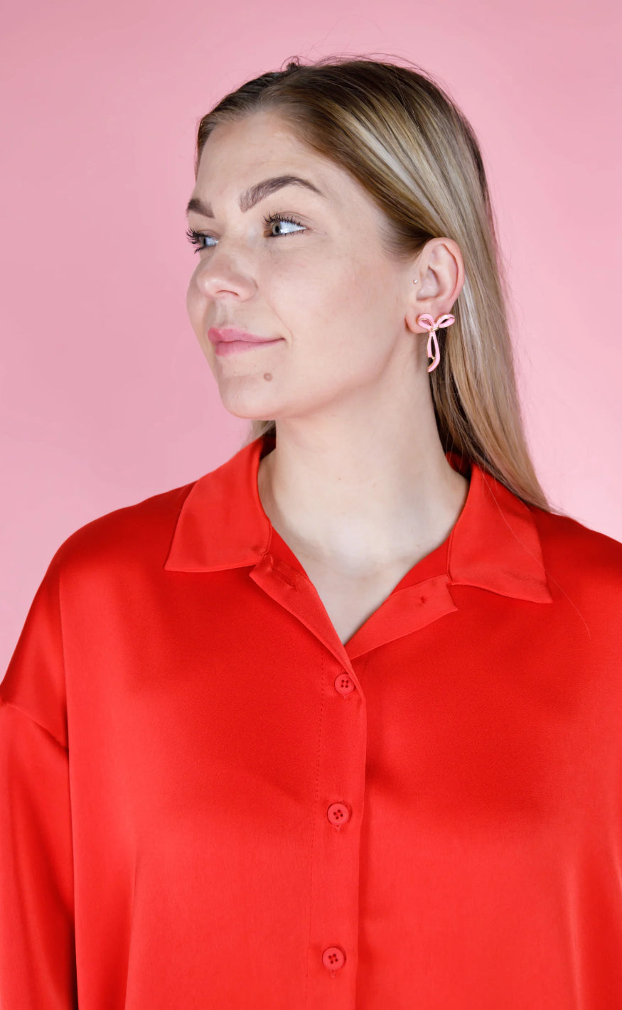 Black Colour Øreringer - Elise - Pink