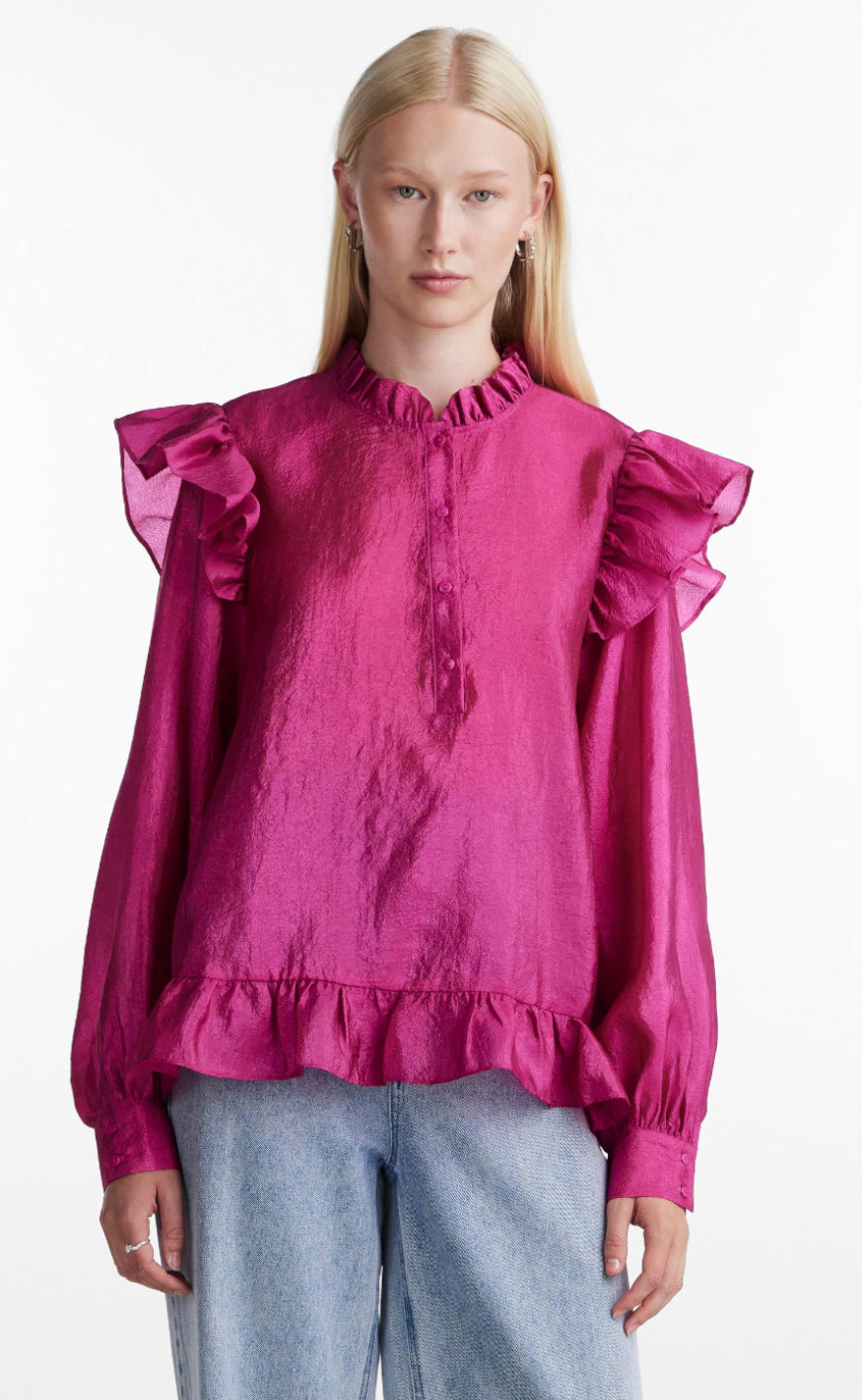 Pieces Bluse - Sun - Festival Fuchsia