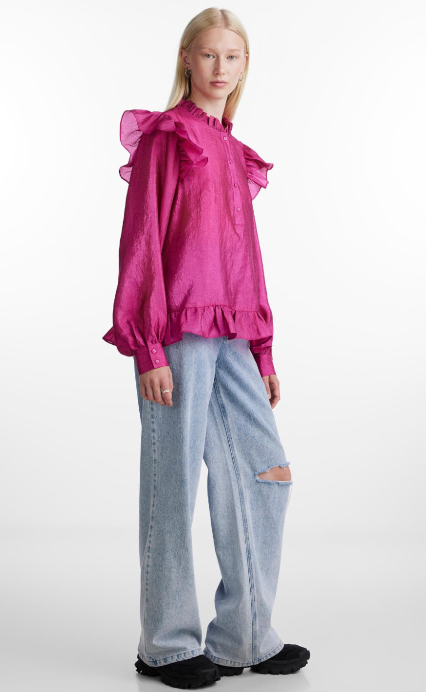 Pieces Bluse - Sun - Festival Fuchsia