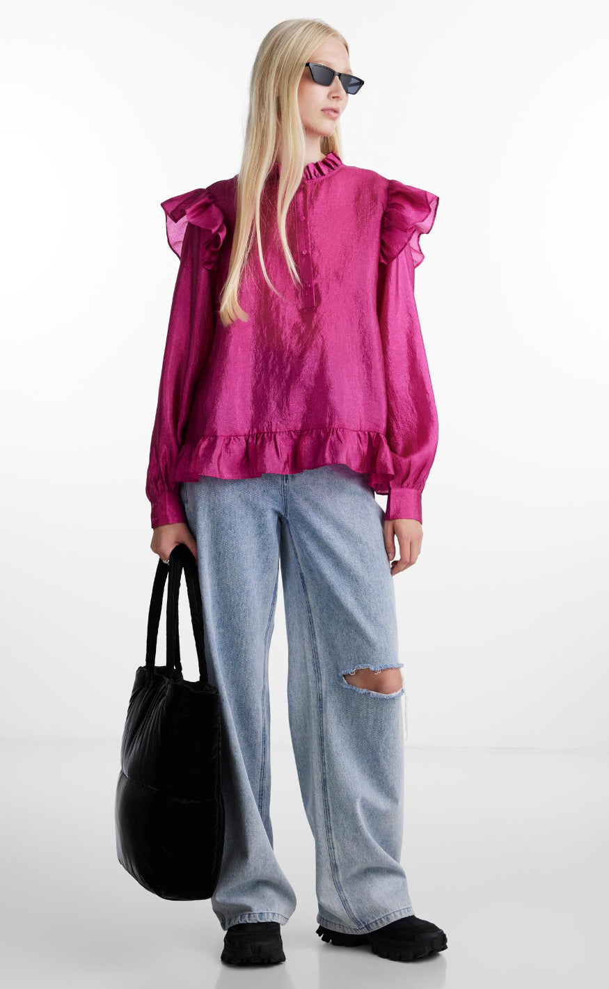 Pieces Bluse - Sun - Festival Fuchsia