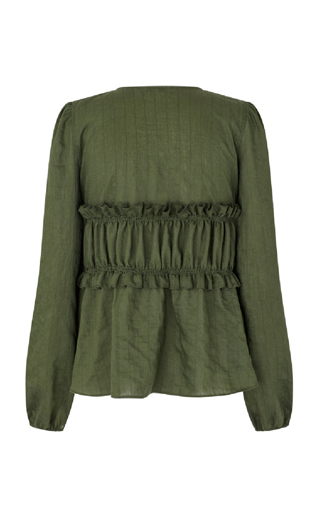 MbyM Bluse - Pipa-M -Pine Green Black Stripe