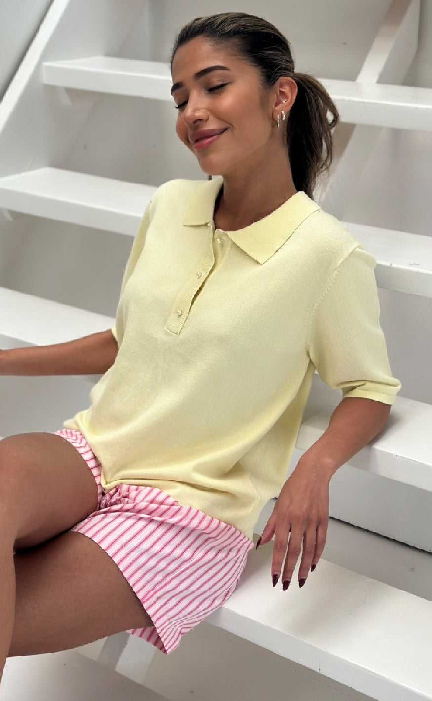 Continue Bluse - Diane Polo - Light Citrus