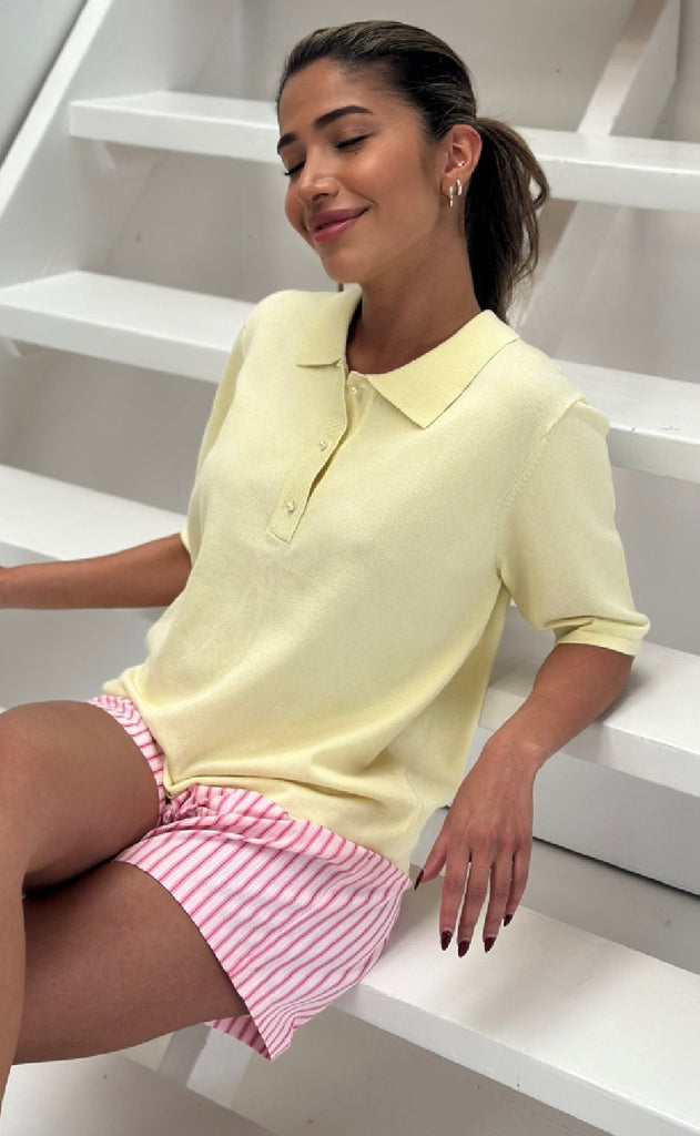 Continue Bluse - Diane Polo - Light Citrus