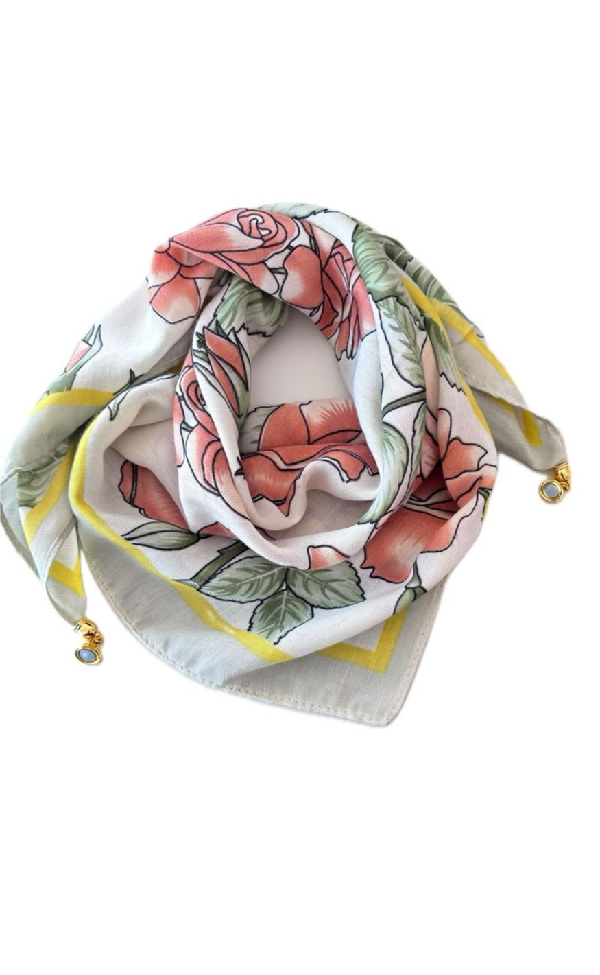 Tim & Simonsen Skjerf - Franny Jewelry - Flower Yellow Stripe