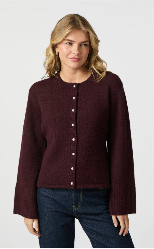 Neo Noir Cardigan - Mixie - Wine
