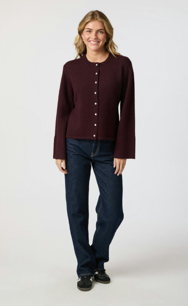 Neo Noir Cardigan - Mixie - Wine