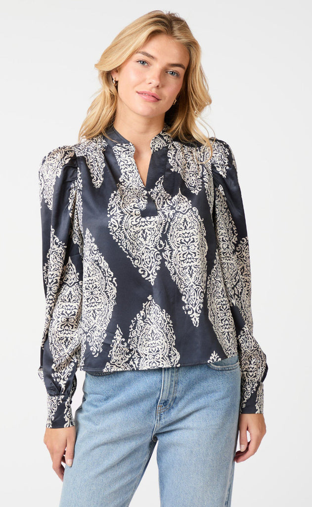 Neo Noir Bluse - Rosslyn Paisley Drop - Navy